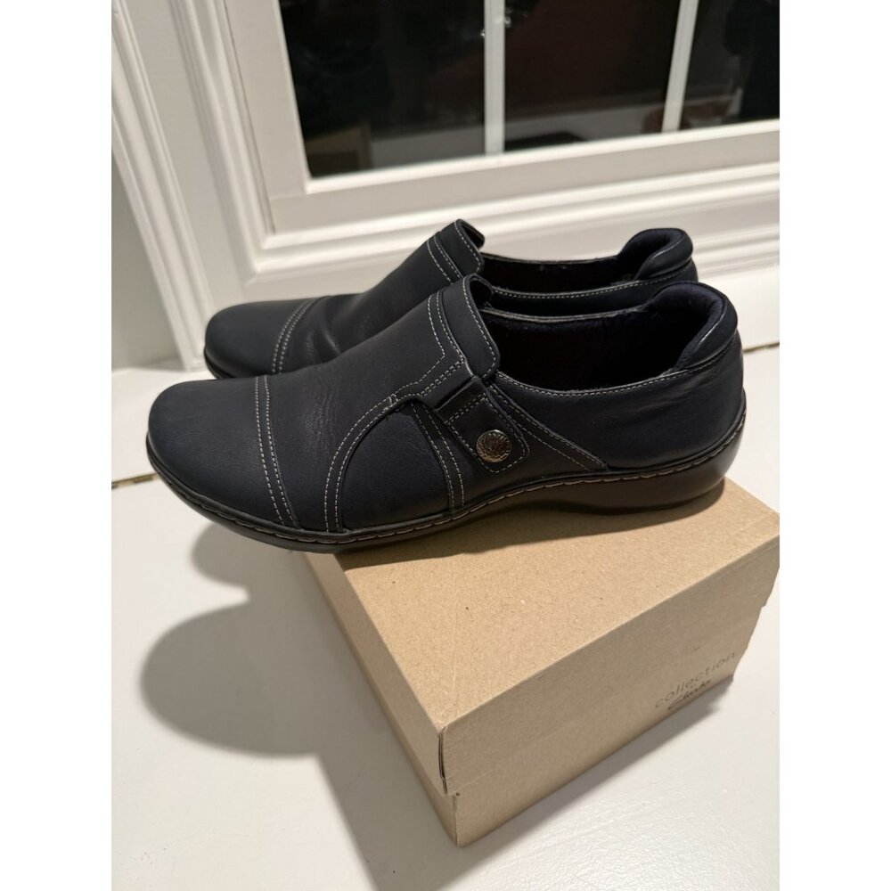 Clarks Cora Poppy Loafers Slip On Black Leather Size US 10 EU 41.5 $90 [jb] - Picture 8 of 16